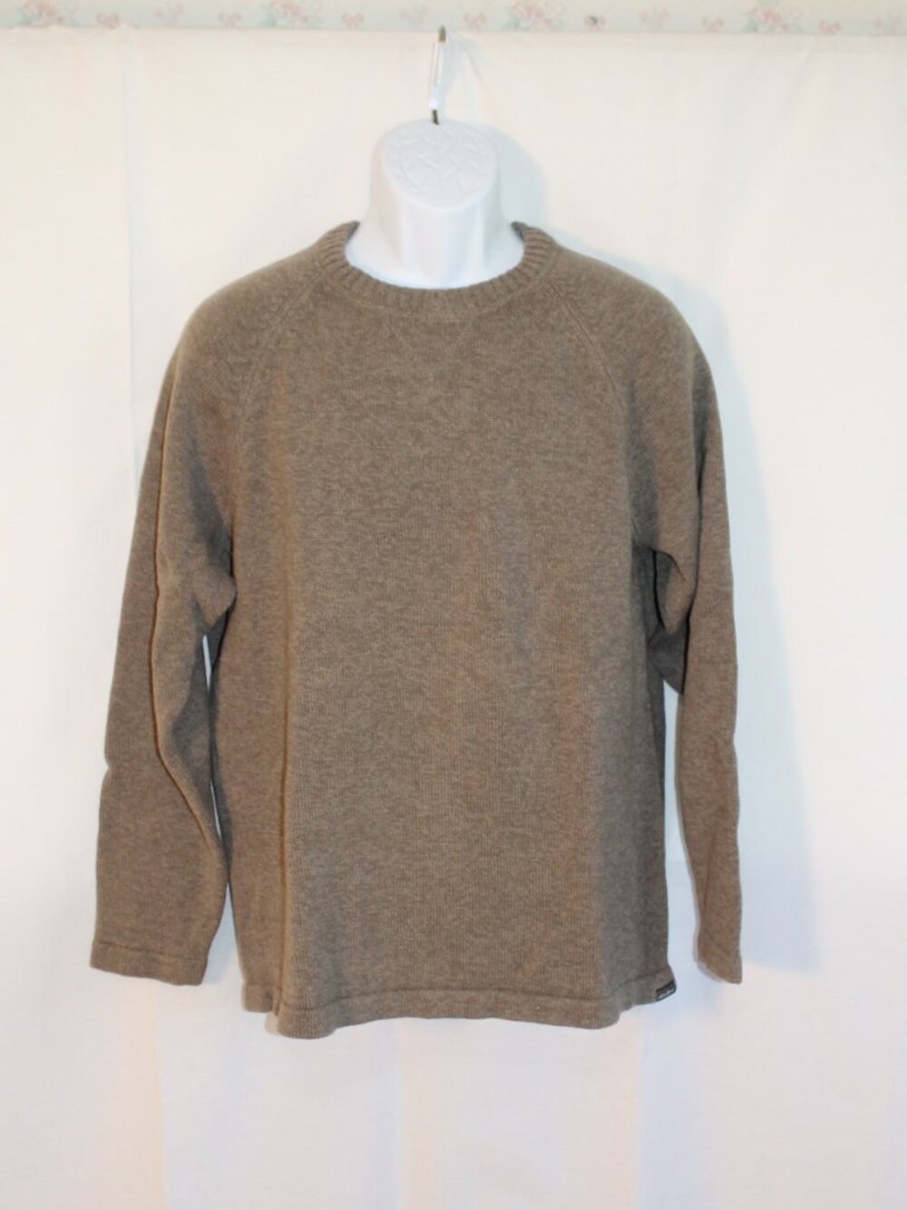 Eddie Bauer 100% Cotton Taupe Crewneck Sweater, Men's Large